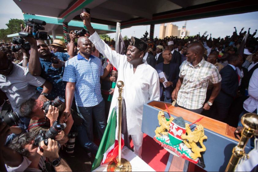 Kenyan opposition defiantly swears in ‘people’s president’ Raila Odinga