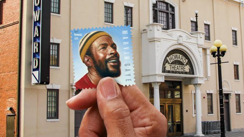 This is the Marvin Gaye stamp that will debut on April 2, his 80th birthday