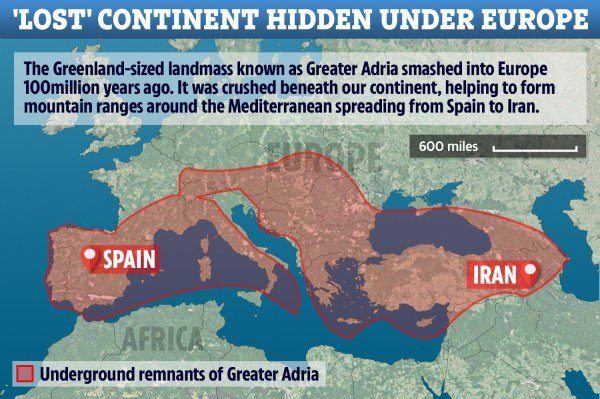 A lost continent that broke off from North Africa 200 million years ago has been found under Europe