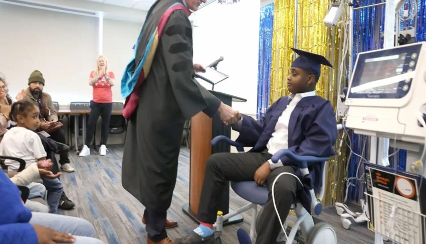 Teen who missed high school graduation while waiting for heart transplant gets special ceremony in hospital 