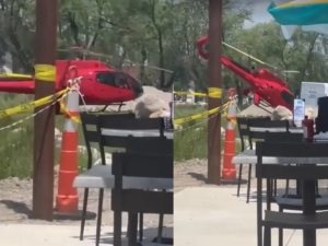 Michigan Helicopter crash leaves waterfront restaurant diners running for their lives