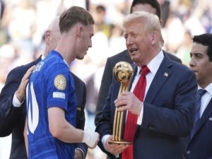 President Donald Trump and Chelsea's Cole Palmer