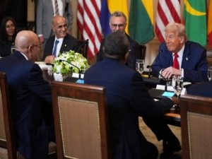 President Donald Trump and Liberian President Joseph Boakai