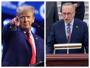 President Trump accuses Schumer and Democrats of “extortion” and delaying his nominees, as Senate tensions escalate over confirmation blockades.