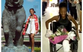 Woman who lost legs in freak vacation accident following graduation leaves hospital after months 
