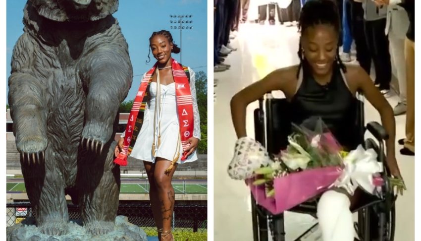 Woman who lost legs in freak vacation accident following graduation leaves hospital after months 