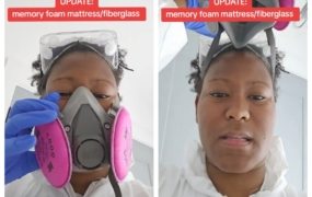 Woman forced to wear PPE in her home warns about popular bedroom item that can cause lung cancer 