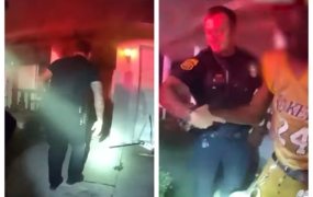 Tense video shows police saving man from burning home by dragging him out by his ankles