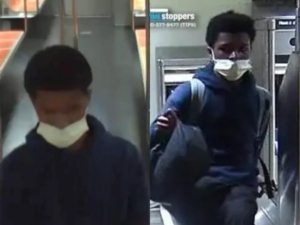 masked NYC teen police arrest Police arrest masked teen who slashed woman to near death on NYC train after she refused to give up bag