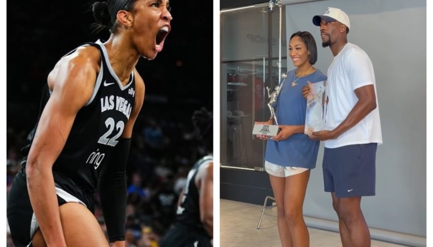 A’ja Wilson celebrates with boyfriend Bam Adebayo as she makes history with fourth MVP win