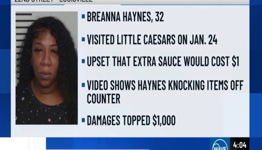 Woman causes over $1K damage at Little Caesars restaurant after $1 charge for extra sauce: police