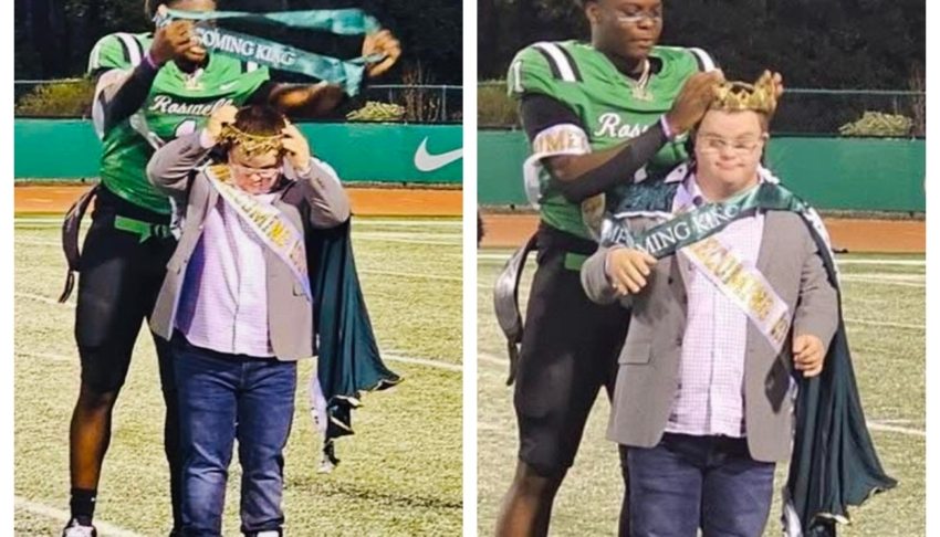 Roswell High School star quarterback announced as homecoming king, gifts crown to team’s No. 1 fan