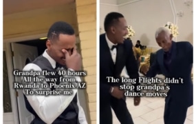 Groom reveals how his 93-year-old grandfather flew 40 hours to surprise him at his wedding