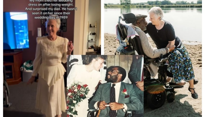 68-year-old lights up husband’s face wearing her wedding dress again after 36 years