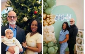 Couple with 35-year age gap welcome baby boy on same day as husband’s 70th birthday