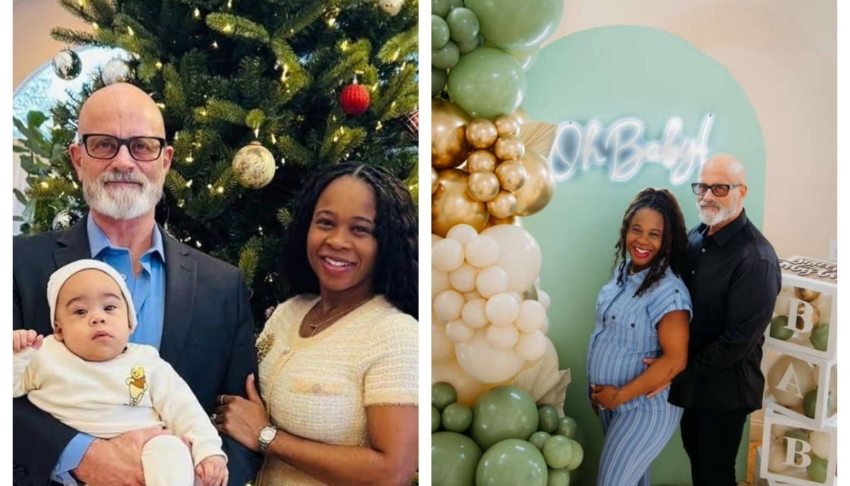 Couple with 35-year age gap welcome baby boy on same day as husband’s 70th birthday