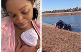 Woman gives birth on her birthday after stranger saves her from sinking car