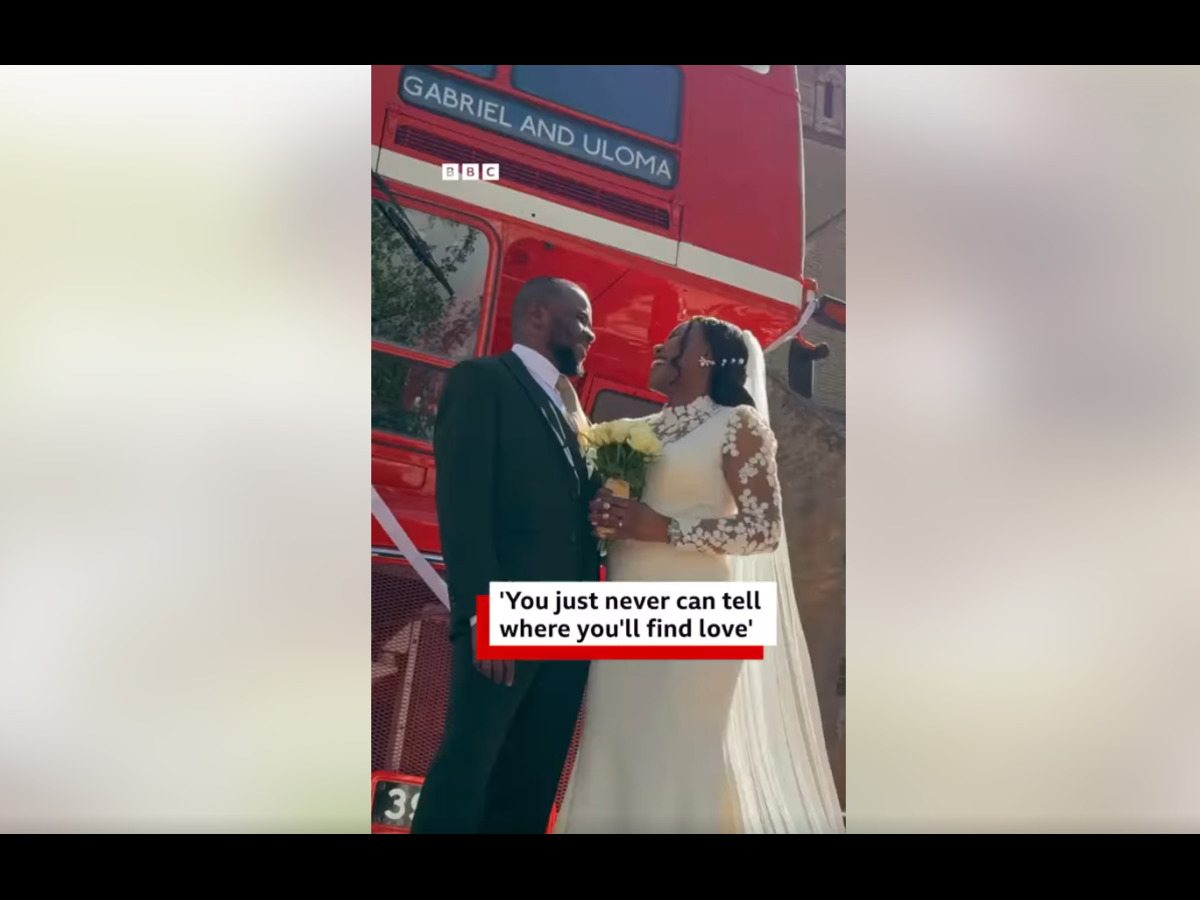 Viral couple who rode a double decker to their wedding reveal how they met on a bus